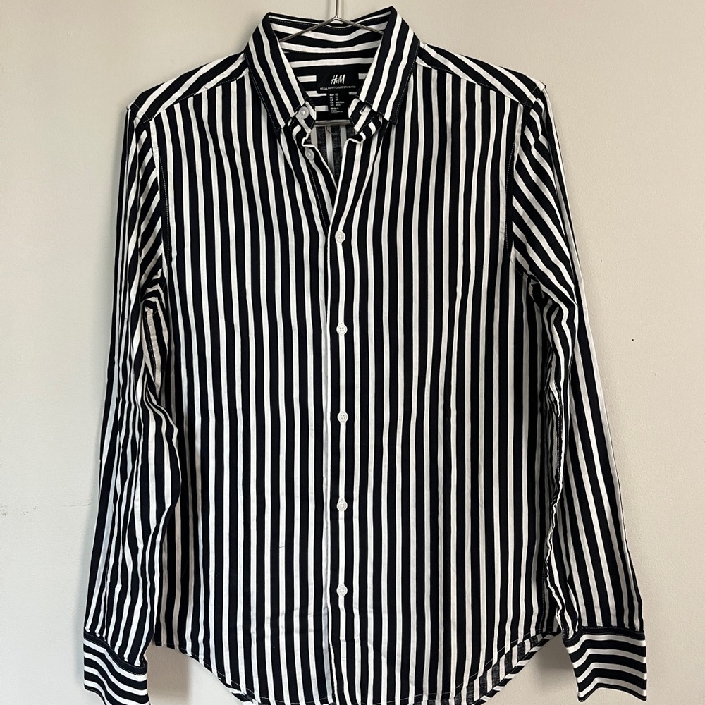 Black and White Striped H&M Button Down Shirt